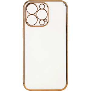 Hurtel Lighting Color Case for iPhone 12 Pro Max white gel cover with gold frame (universal)