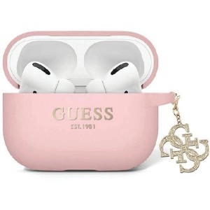 Guess GUAP2LECG4P case for AirPods Pro 2 cover - pink Liquid Silicone Glitter Triangle Charm (universal)