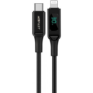 Acefast cable MFI USB Type C - Lightning 1.2m, 30W, 3A black (C6-01 Black) (universal)