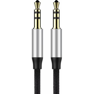 Baseus Yiven M30 stereo audio cable AUX 3.5 mm male mini jack 1.5 m silver-black (CAM30-CS1) (universal)