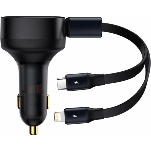 Baseus Enjoyment car charger with USB-C Lightning 3A, 30W cables (black)