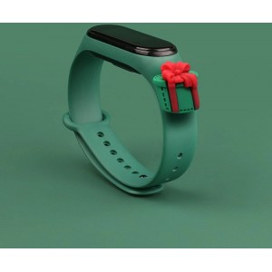 Hurtel Strap Xmas Wristband for Xiaomi Mi Band 4 / Mi Band 3 Christmas Silicone Strap Bracelet Dark Green (Gift) (universal)