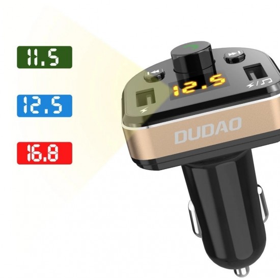 Dudao Bluetooth FM transmitter car charger MP3 3.1 A 2x USB black (R2Pro black) (universal)