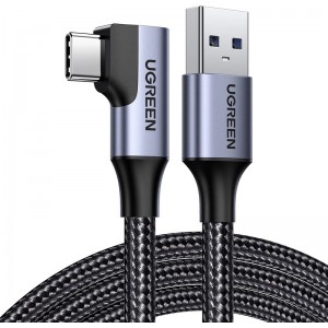 Ugreen US385 USB-A / USB-C 90º 5Gb/s 3A 1m angled cable - black (universal)