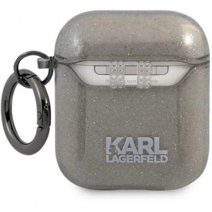 Karl Lagerfeld KLA2UKHGK AirPods cover czarny/black Glitter Karl`s Head (universal)