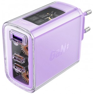 Acefast charger GaN 65W 3 ports (1xUSB, 2xUSB C) purple (A45) (universal)