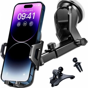 Alogy 3-in-1 car phone holder for the windshield for the dashboard grille Black