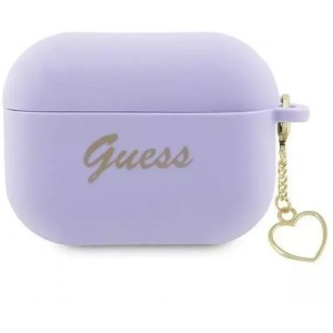 Guess GUAP2LSCHSU protective earphone case for Apple AirPods Pro 2 cover purple/purple Silicone Charm Heart Collection