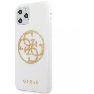 Guess GUHCN65TPUWHGLG iPhone 11 Pro Max biały/white hard case Glitter 4G Circle Logo