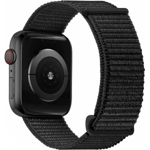 Alogy Nylon Strap with Velcro for Apple Watch 1/2/3/4/5/6/7/8/SE (38/40/41mm) Black