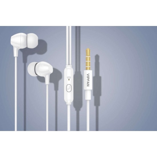 Producenttymczasowy In-ear wired headphones Vipfan M16, 3.5mm jack, 1m (white)