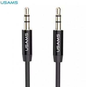 Usams Adapter audio jack 3,5m - 3,5m 1m czarny/black YP101 (YP-01)