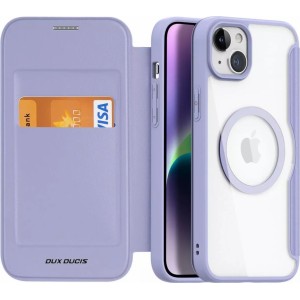 Dux Ducis Skin X Pro Case for Apple iPhone 15 Plus Magnetic MagSafe Flip Cover - Purple