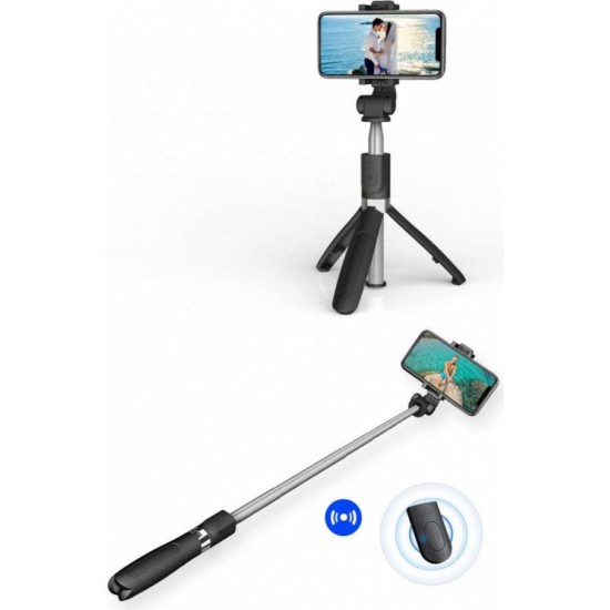 4Kom.pl Stick Selfie Stick Tripod Bluetooth L01S Wireless Black