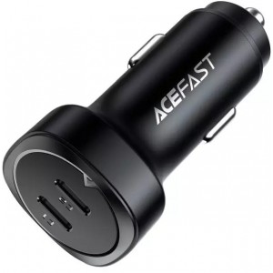 Acefast auto lādētājs 72W 2x USB Type C, PPS, Power Delivery, Quick Charge 3.0, AFC, FCP black (B2 black)