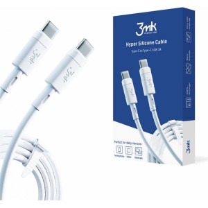 3MK Hyper Silicone Cable USB-C to USB-C Type C PD QC3.0 60W 3A 1m White