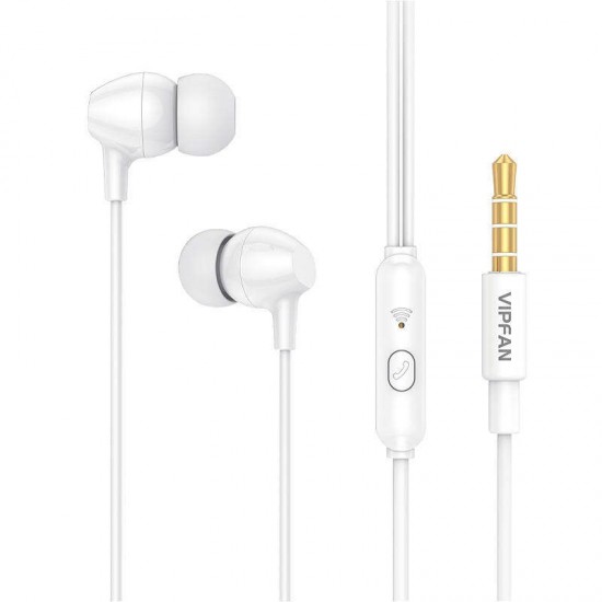 Producenttymczasowy In-ear wired headphones Vipfan M16, 3.5mm jack, 1m (white)