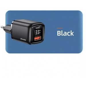 Usams Wall charger 1x USB-C 1x USB T46 33W (only head) PD3.0 QC3.0 Fast Charging black/black CC152TC01 (US-CC152)