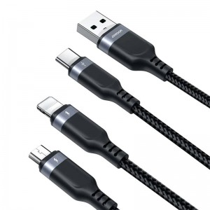 Joyroom Cable USB Multi-Use Joyroom S-1T3018A18 3w1 / 3,5A / 1,2m  (black)