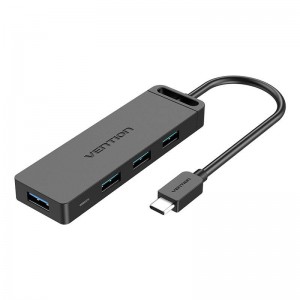 Vention USB 3.0 4-Port Hub with USB-C and USB 3.0 with Power Adapter Vention TGKBB 0.15m, Black