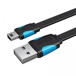 Vention Flat USB 2.0 A to Mini 5-pin cable Vention VAS-A14-B100 1m Black