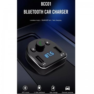 XO BCC01 Bluetooth FM / MP3 (APP/FLAC) Transmiteris + 2x USB QC 3.0 3.1A ātrs lādētājs USB Play Black