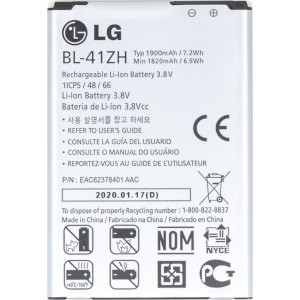 LG BL-41ZH Akumulators priekš L50 D213N Sporty D290N L Fino H340N Leon Li-Ion Li-Ion 1900mAh