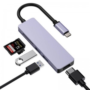 Ikaku KSC-274 Адаптер-разветвитель HUB USB 3.0 TYPE-C HDMI 4K SD thunderbolt 5in1 Серый