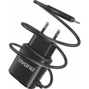Dudao EU сетевая зарядка - адаптер 2x USB с встроенным 12W Lightning проводом 1m Black