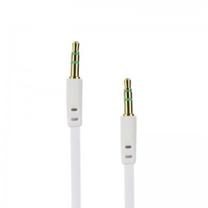 HQ Плоский AUX 3.5mm на 3.5mm Аудио кабель 1м Белый