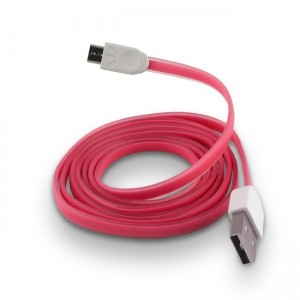 Forever Плоский силиконовый Микро USB Кабель данных и заряда Розовый (EU Blister)