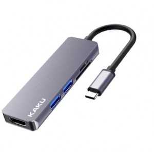 Ikaku KSC-274 adaptera sadalītājs HUB USB 3.0 TYPE-C HDMI 4K SD zibensvītra 5in1 pelēks