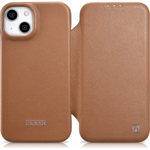 Icarer CE Premium Leather Folio Case iPhone 14 magnetic flip case MagSafe brown (WMI14220713-BN) (universal)