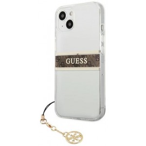 Guess GUHCP13SKB4GBR iPhone 13 mini 5.4" Transparent hardcase 4G Brown Strap Charm (universal)