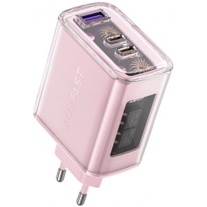 Acefast charger GaN 65W 3 ports (1xUSB, 2xUSB C) pink (A45) (universal)