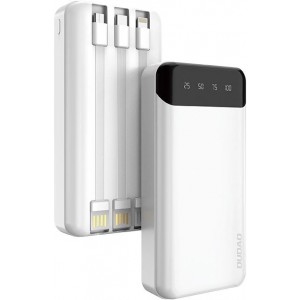 Dudao capacious powerbank with 3 built-in cables 20000mAh USB Type C + micro USB + Lightning white (Dudao K6Pro +) (universal)