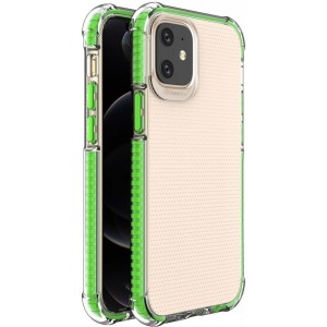 Hurtel Spring Armor clear TPU gel rugged protective cover with colorful frame for iPhone 12 mini green (universal)