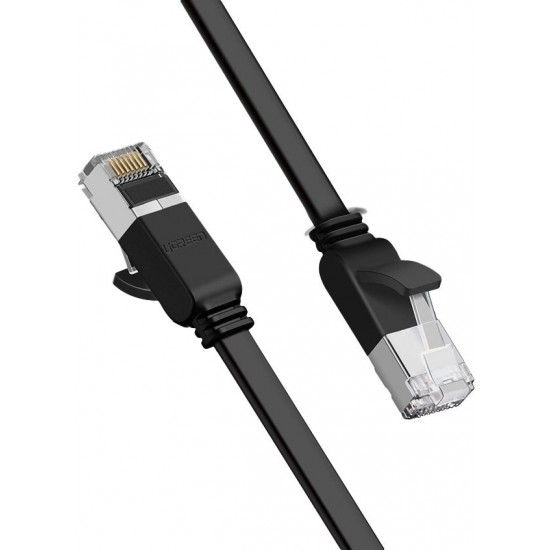 Ugreen Flat Cable Internet Cable Ethernet Patchcord RJ45 Cat 6 UTP 1000Mbps 0.5m Black (50183) (universal)