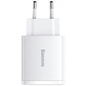 Baseus Compact fast charger 2x USB / USB Type C 30W 3A Power Delivery Quick Charge white (CCXJ-E02) (universal)