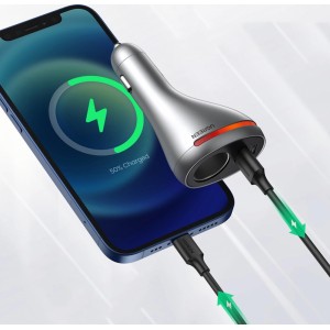 Ugreen USB Type C / USB QC PD 24W car charger with 12V cigarette lighter socket silver (CD204) (universal)