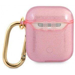 Guess GUA2UCG4GP AirPods cover pink/pink Glitter Collection (universal)