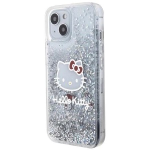 Hello Kitty Liquid Glitter Charms Kitty Head case for iPhone 15 - silver (universal)