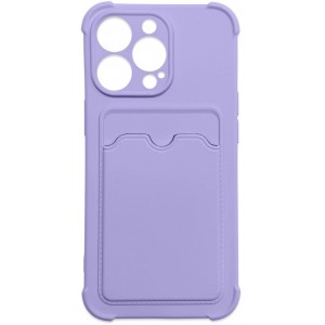 Hurtel Card Armor Case Pouch Cover for iPhone 12 Pro Card Wallet Silicone Air Bag Armor Case Purple (universal)