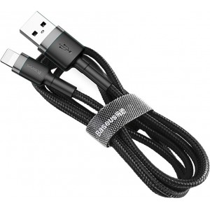 Baseus Cafule Cable durable nylon cable USB / Lightning QC3.0 2.4A 1M black-gray (CALKLF-BG1) (universal)