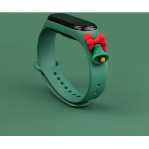 Hurtel Strap Xmas Wristband for Xiaomi Mi Band 4 / Mi Band 3 Christmas Silicone Strap Bracelet Dark Green (Bell) (universal)