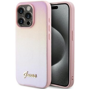 Guess Saffiano Iridescent Script case for iPhone 15 Pro - pink (universal)