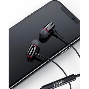 Joyroom ear headphones 3.5mm mini jack with remote and microphone black (JR-EL114) (universal)