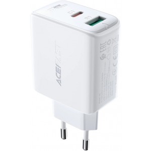 Acefast wall charger USB Type C / USB 32W, PPS, PD, QC 3.0, AFC, FCP white (A5 white) (universal)