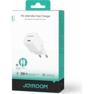 Joyroom JR-TCF02 USB-C PD 20W wall charger + USB-C cable - white (universal)