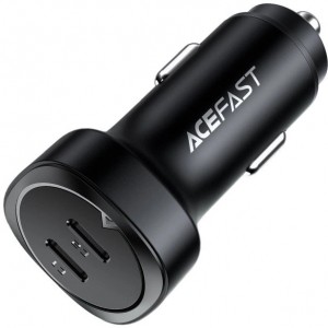Acefast car charger 72W, 2x USB Type C, PPS, Power Delivery, Quick Charge 3.0, AFC, FCP black (B2 black) (universal)